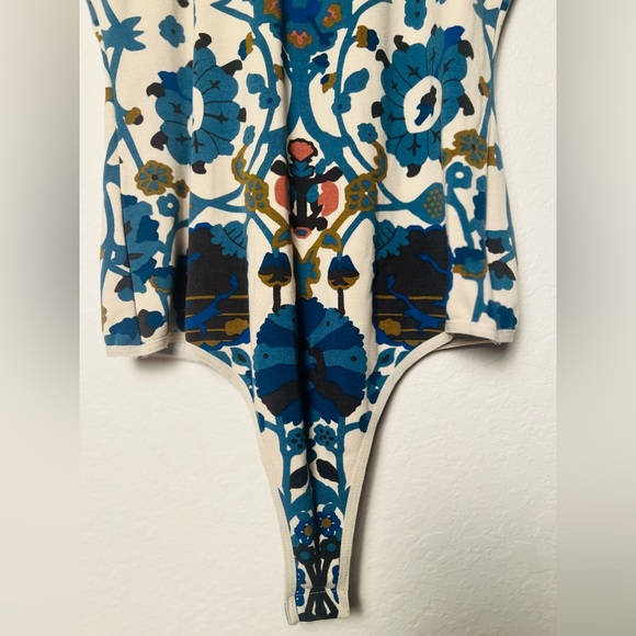 Intimately Free People S Floral Geometric Mock Neck Sleeveless Bodysuit Boho - Picture 4 of 11